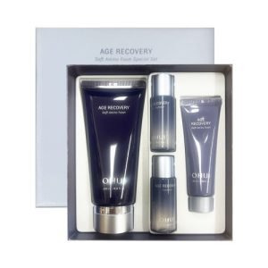 OHUI Age Recovery Soft Amino Foam Gift Set – Gentle amino acid-based facial cleanser and skincare set for firming, nourishing, and anti-aging care.