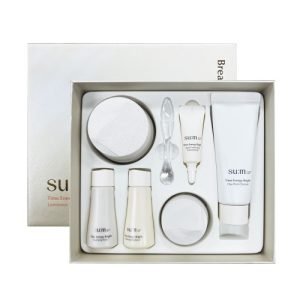 SUM37 Time Energy Bright Luminous Cream Gift Set featuring brightening cream and skincare minis in elegant packaging