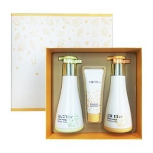 SUM37 Time Energy Sweet Body Care Gift Set - a luxurious Korean skincare set featuring body lotion and shower gel infused with fermented botanical ingredients for hydration and softness